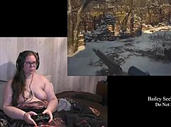 Naked tattooed brunette explores country ranch in Resident Evil Village part 11