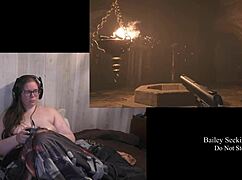 Naked tattooed brunette explores country ranch in Resident Evil Village part 11