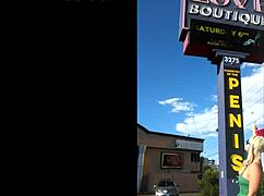 tasia's first billboard showcasing naked yoga poses in an erotic setting