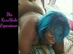 Blue-haired MILF queen Yuki takes black cock deep. Creampied in homemade couple video.