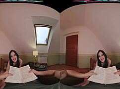 I feel annie darling's petite brunette body riding my cock hard, her bookworm eyes locked on mine as she takes every inch deep.