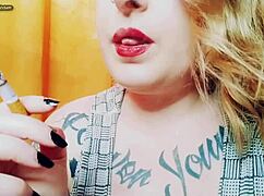 European Amateur Smoking Fetish With Curvy Tattoo