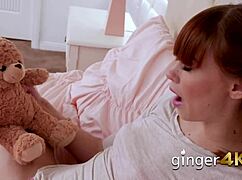 Alexa loves playing with her teddy and pussy, babe