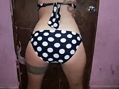 Latina Amateur Flashes Tits and Ass in Swimsuit