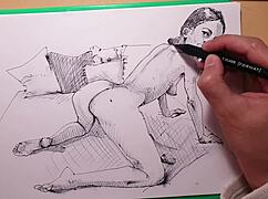 Quick Sketch Depicting Girl in Doggy Style Pose