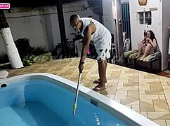 No money for pool cleaner, so he fucked my ass with big cock - Alex Lima Official