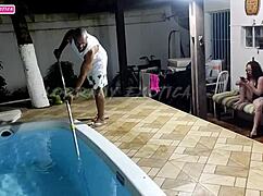 No money for pool cleaner, so he fucked my ass with big cock - Alex Lima Official