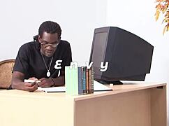 Watch this redhead babe handle that big black cock with her mouth and hands