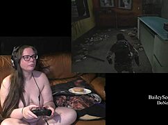 Naked Brunette Plays Game With Exposed Ass And Tits Part 3