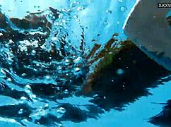 Beautiful blonde zazie skymm swims nude underwater with friends 😍