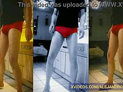 Slender Mature Alejandro Mistral Reveals His Monster Cock In Red Underwear