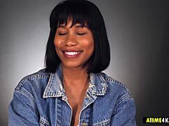 Black goddess jenna foxx enjoys solo masturbation with her trimmed pussy and big natural tits