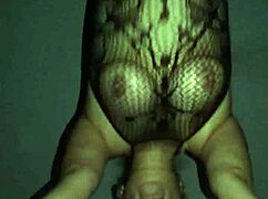 Chubby Mexican Wife's Big Tits Bounce in Fishnets for Voyeur.