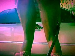 Ebony stripper performs bikini car wash in Dallas with clothes ripping