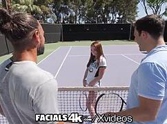 double facials explode on sexy redhead mazy myers
