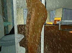 bold teen bathes intensely in wet shower scene