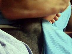 My wife surprises me with a footjob on this date