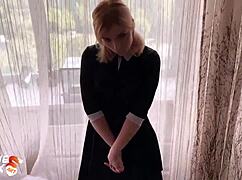 Wow, student deepthroats and gets slammed hard after college for facial!