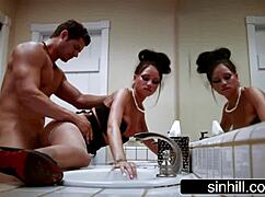 Wow, intense bathroom banging with Raven Bay lovers!