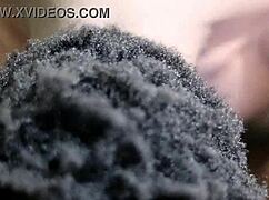 ebony woman handled roughly in pov over counter