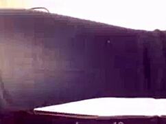 Girl reveals huge breasts in toilet for cumshot.