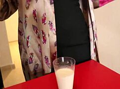 She ditches husband on sofa, gives neighbor blowjob before anal