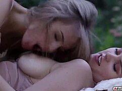 I watch Scarlett Sage facesit River Fox outdoors in lingerie.