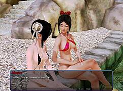 Complete gameplay in harem hotel part 7, with licking and cum on webcam