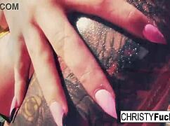 Hot Christy Mack masturbates her big tits in the shower 😍