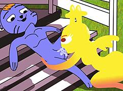 Gumball engages in deepthroat sucking with penny in comic cartoon