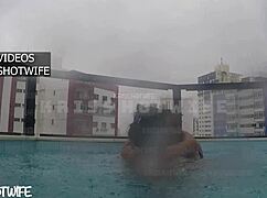 I get fucked by the cuckold in the open pool while waiting for real men