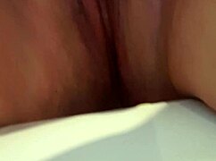 Bbw rubs her wet clit before peeing