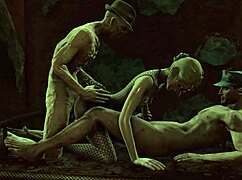Blonde teen in Fallout 4 katsu threesome gets fucked hard