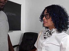 curly rican student getting pounded by teacher's huge cock
