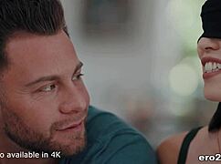 Cute Diana Grace, with her small 18+ tits and tattoos, gives a blowjob, kisses, and rides Seth's cock in spooning position while blindfolded.