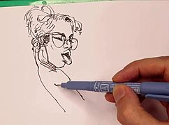 Porn artist sketches sexy girls with big tits and ass