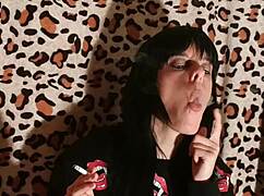 beth kinky goth domina smoking cigarette in hd