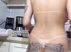 Latina Teen Washes Dishes and Prepares Dinner