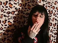 beth kinky goth domina smoking cigarette in hd