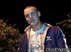 the hunky euro guy sucks cock before bareback outdoor sex