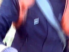 Redhead In Mask And Boots Outdoors