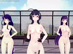 Genshin Impact MMD Anda - Touching Mei in 3D Cartoon Hentai Scene