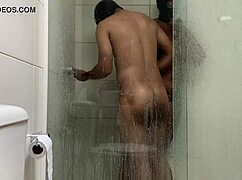 Ebony Pornstar Shows Big Tits and Ass in Shower!