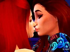 painter seduces muse in 3d lesbian animation