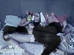 Want to see venusonfire and pitchusca suck the devil's cock?