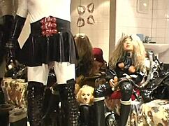 roxina2007 ebony babe and doll in rubber outfit for a casual video shoot