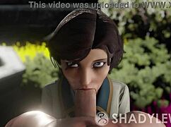 Elizabeth gives blowjob in school.