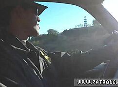 i saw this dominant cop pull over a brunette in uniform for some anal action, ass to mouth too