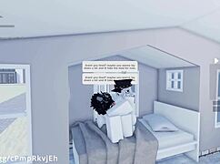 Intensely fucking my hot friend in missionary position for a creampie in Roblox