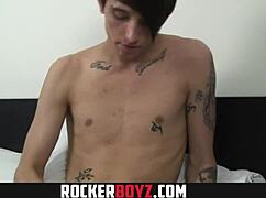 slim tattooed twink jerks naked in rocker boyz style